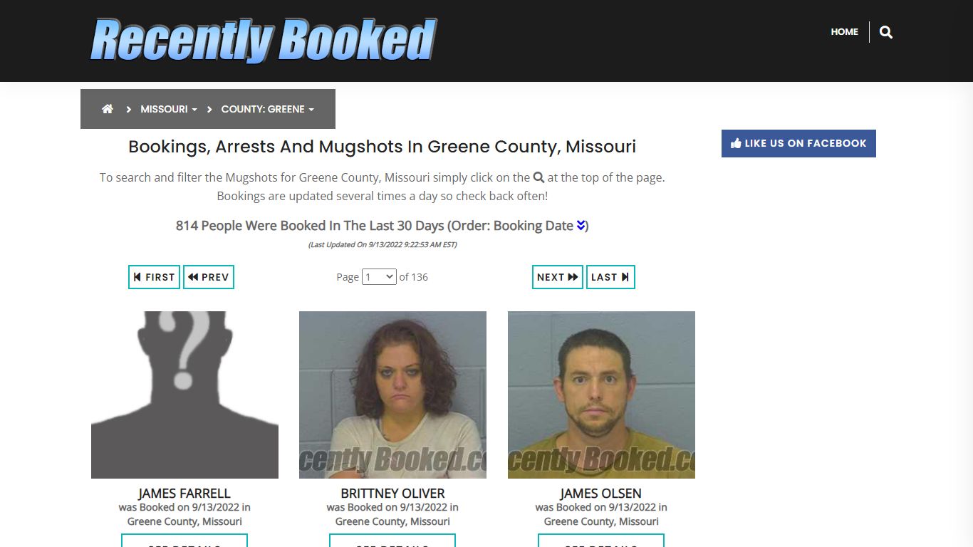 Recent bookings, Arrests, Mugshots in Greene County, Missouri